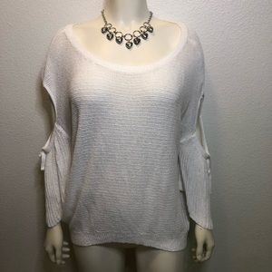 Express Cold Shoulder White Sweater Size Large